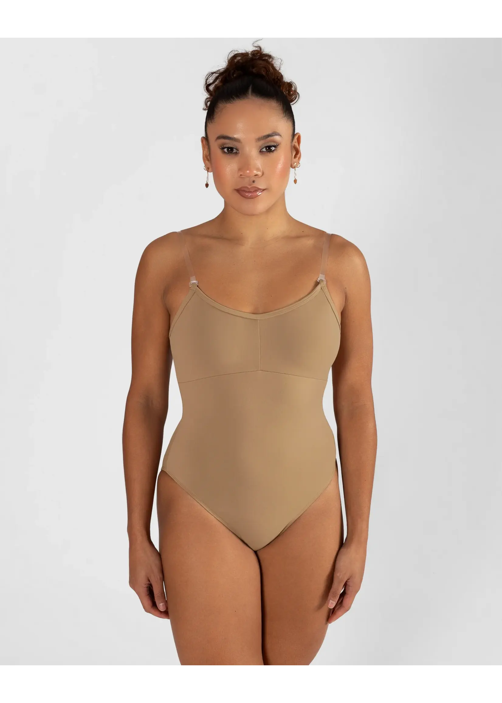 ENERGETIKS AB18  SKIN TONE LEOTARD WITH REMOVABLE CUPS & CLEAR STRAPS