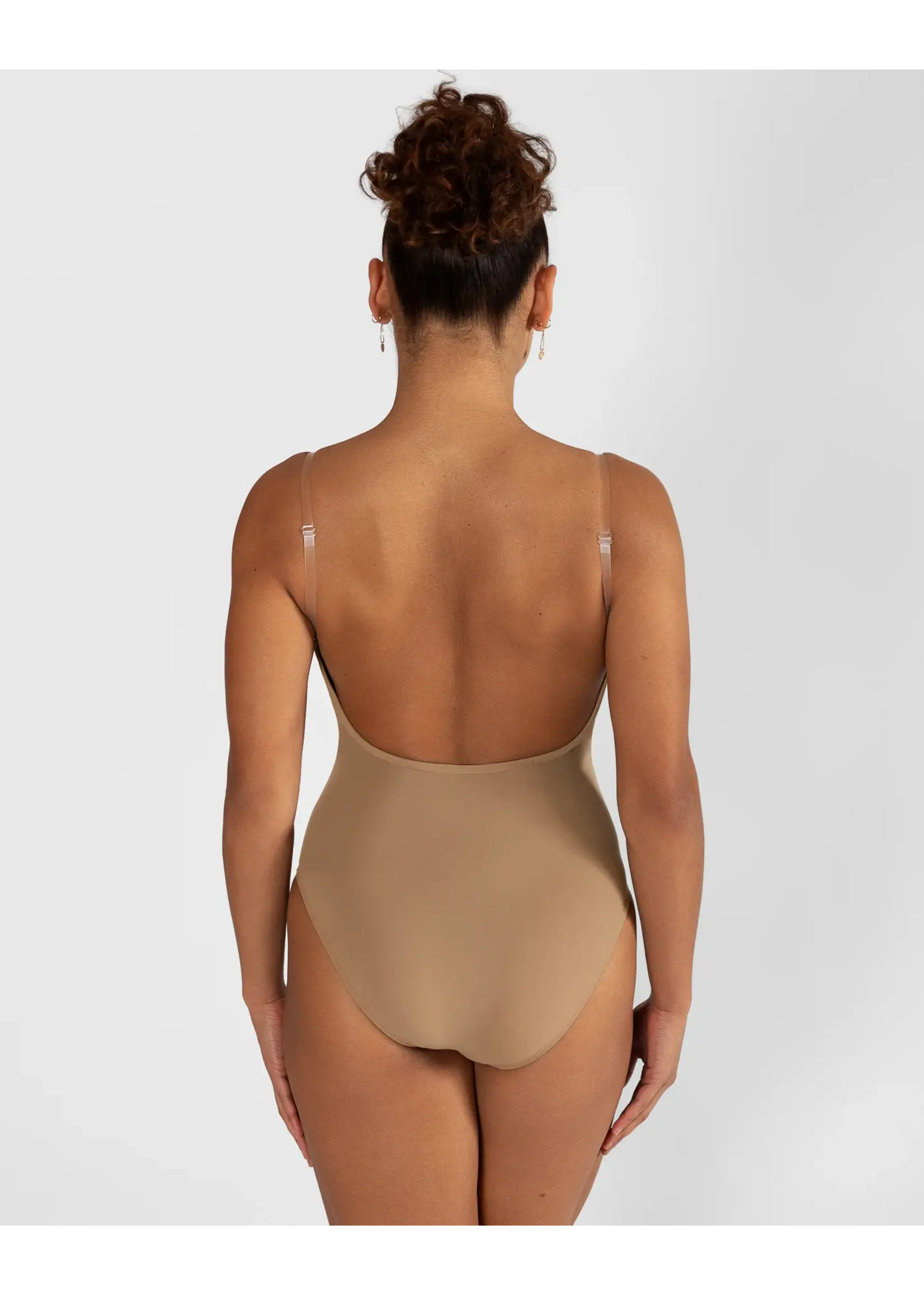 ENERGETIKS AB18  SKIN TONE LEOTARD WITH REMOVABLE CUPS & CLEAR STRAPS