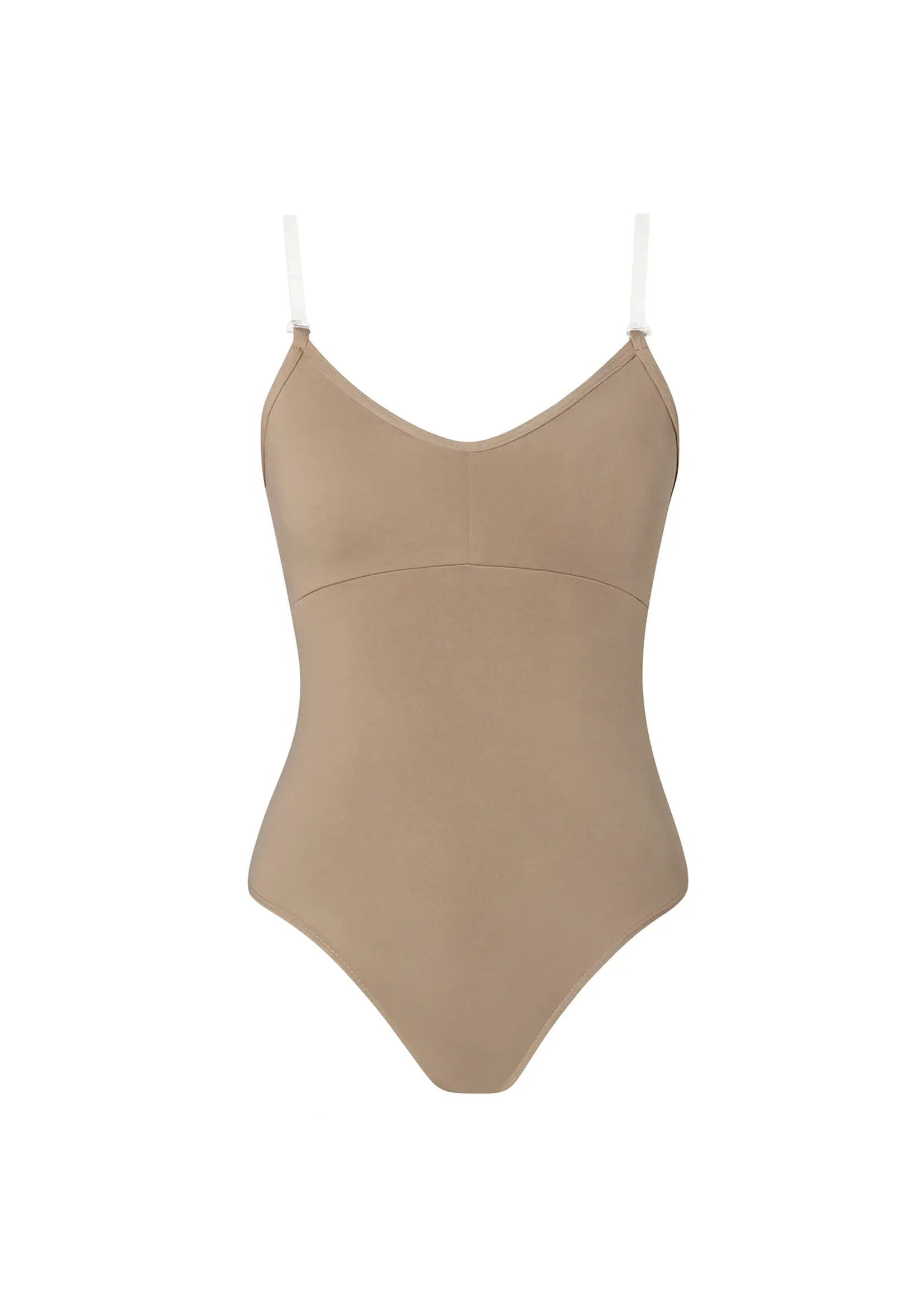 ENERGETIKS AB18  SKIN TONE LEOTARD WITH REMOVABLE CUPS & CLEAR STRAPS