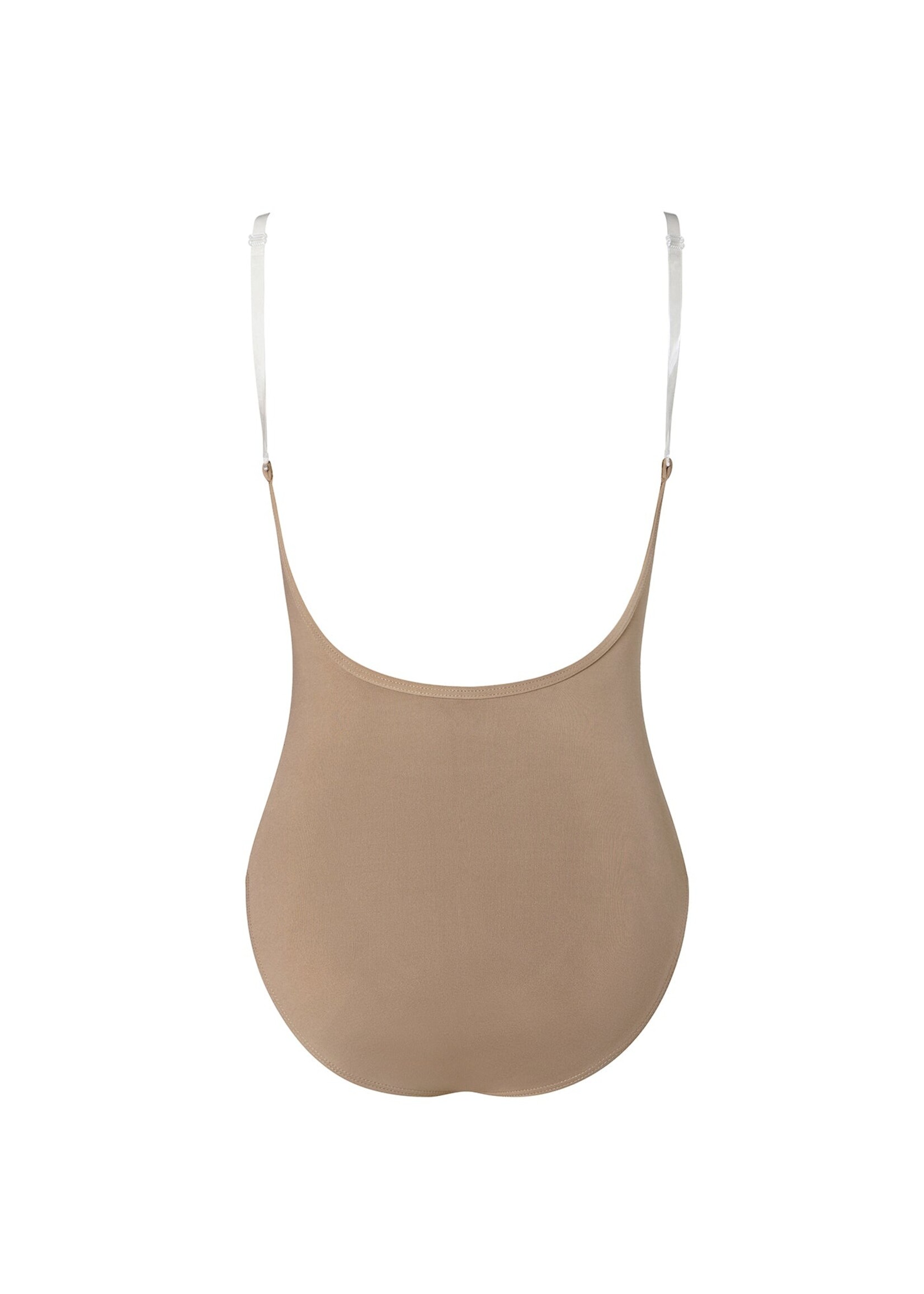 ENERGETIKS AB18  SKIN TONE LEOTARD WITH REMOVABLE CUPS & CLEAR STRAPS