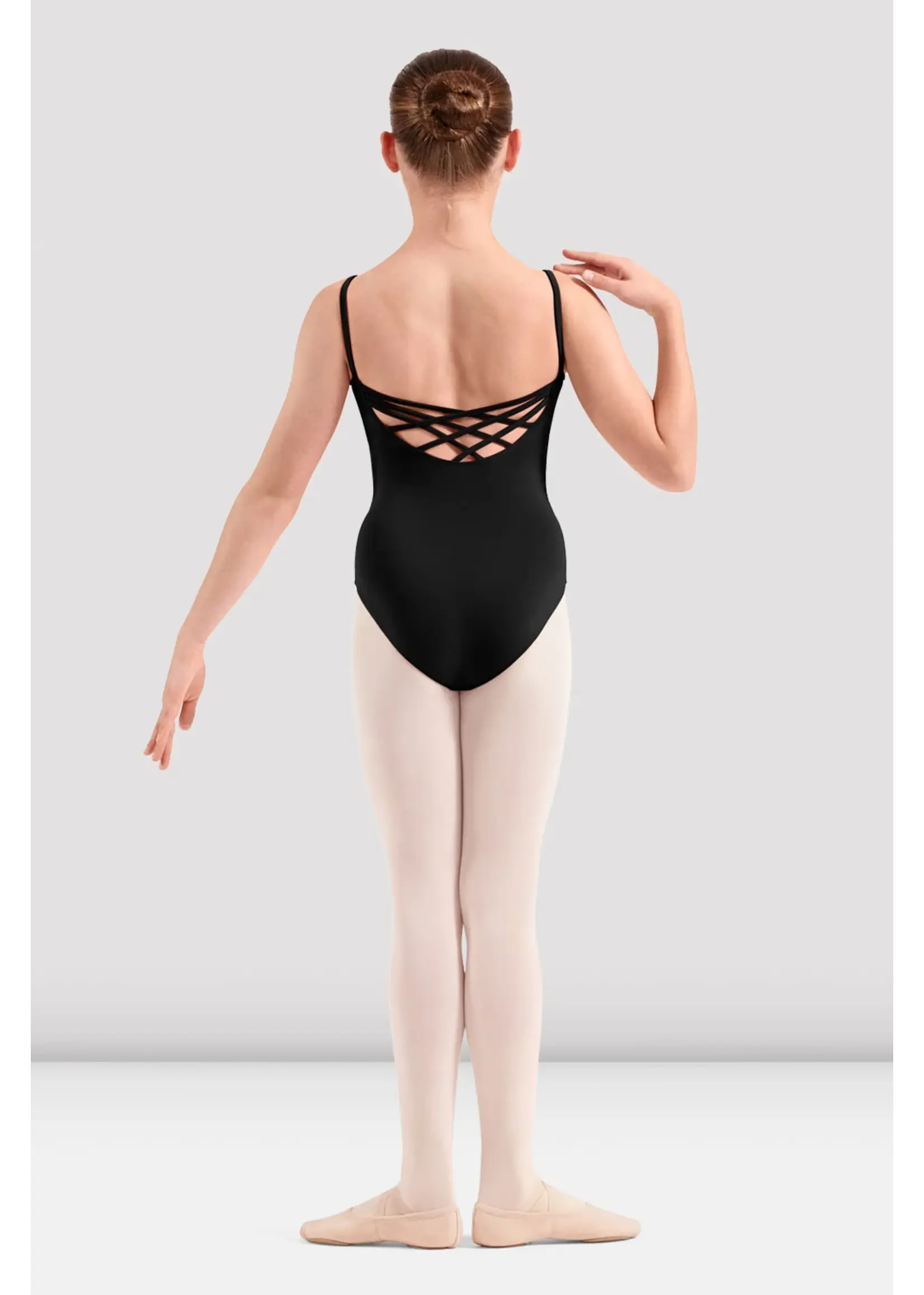 BLOCH & MIRELLA M70009C CHILD FLORAL EMBROIDERED DETAIL CROSS BACK STRAP CAMISOLE LEOTARD
