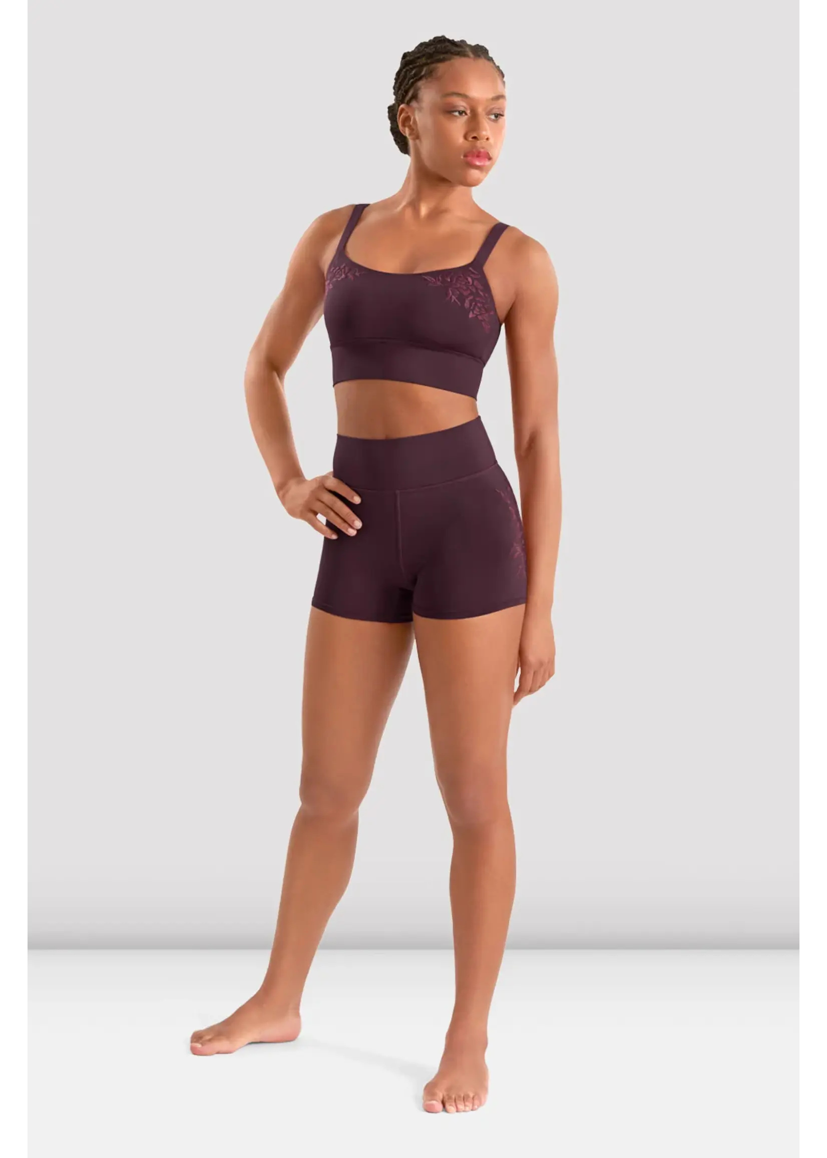 BLOCH & MIRELLA M90007L ADULT EMBROIDERED HIGH WAIST SHORTS