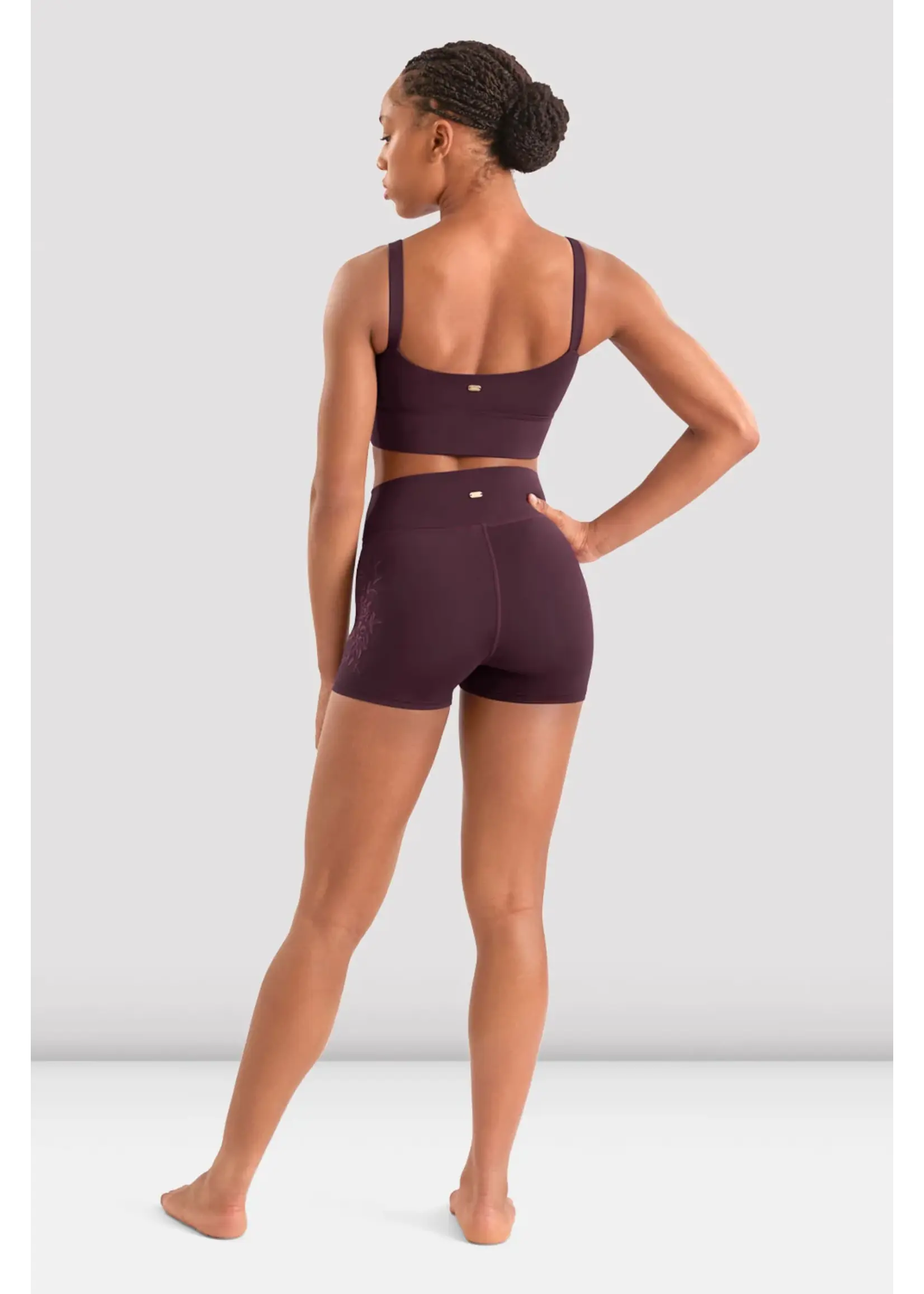 BLOCH & MIRELLA M90007L ADULT EMBROIDERED HIGH WAIST SHORTS
