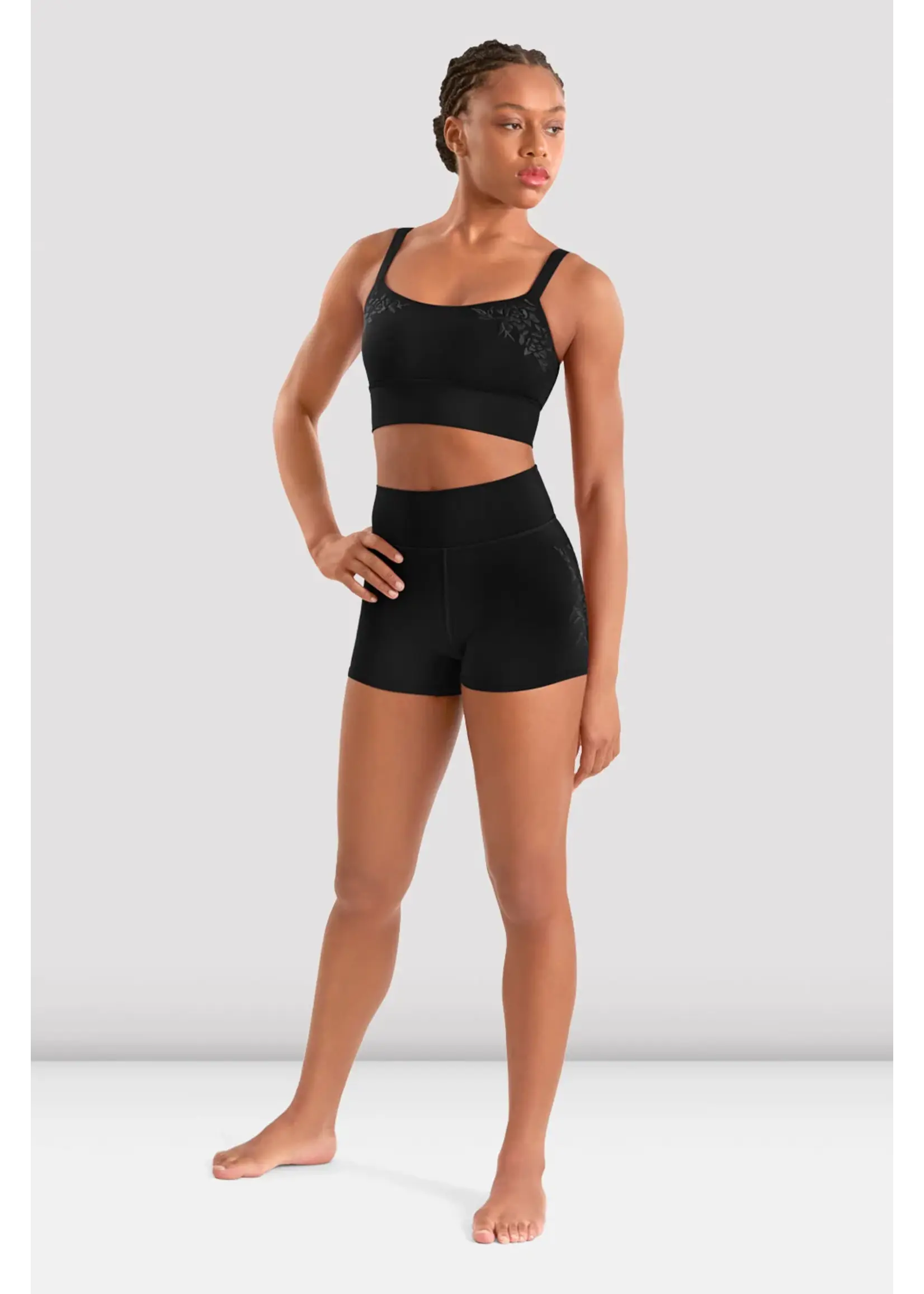 BLOCH & MIRELLA M90007L ADULT EMBROIDERED HIGH WAIST SHORTS