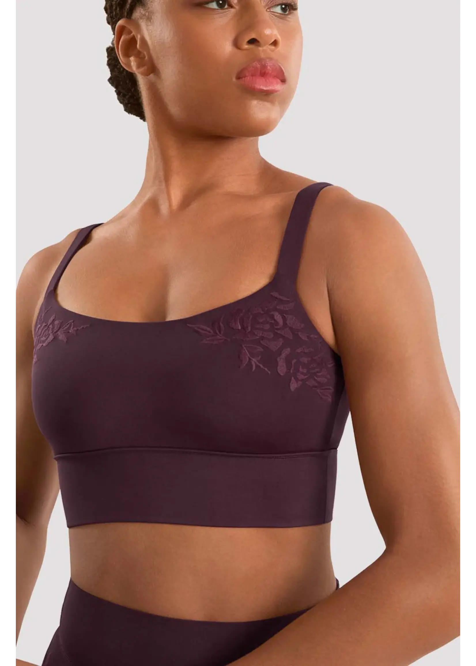 BLOCH & MIRELLA M30017L ADULT EMBROIDERED SCOOP NECK CAMISOLE CROP TOP