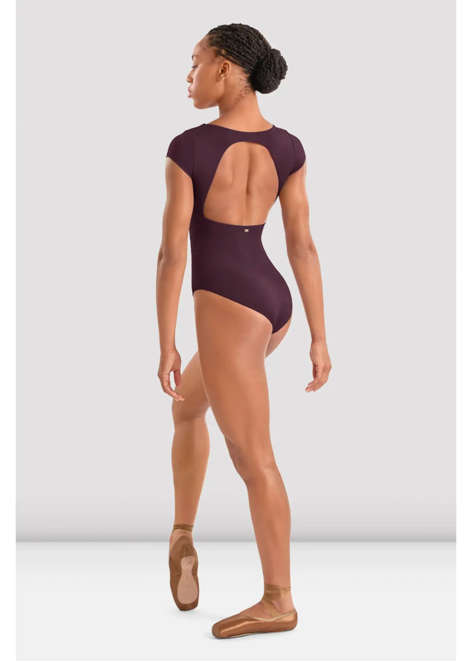 BLOCH & MIRELLA M20010LM ADULT FLORAL EMBROIDERED DETAIL CAP SLEEVE LEOTARD