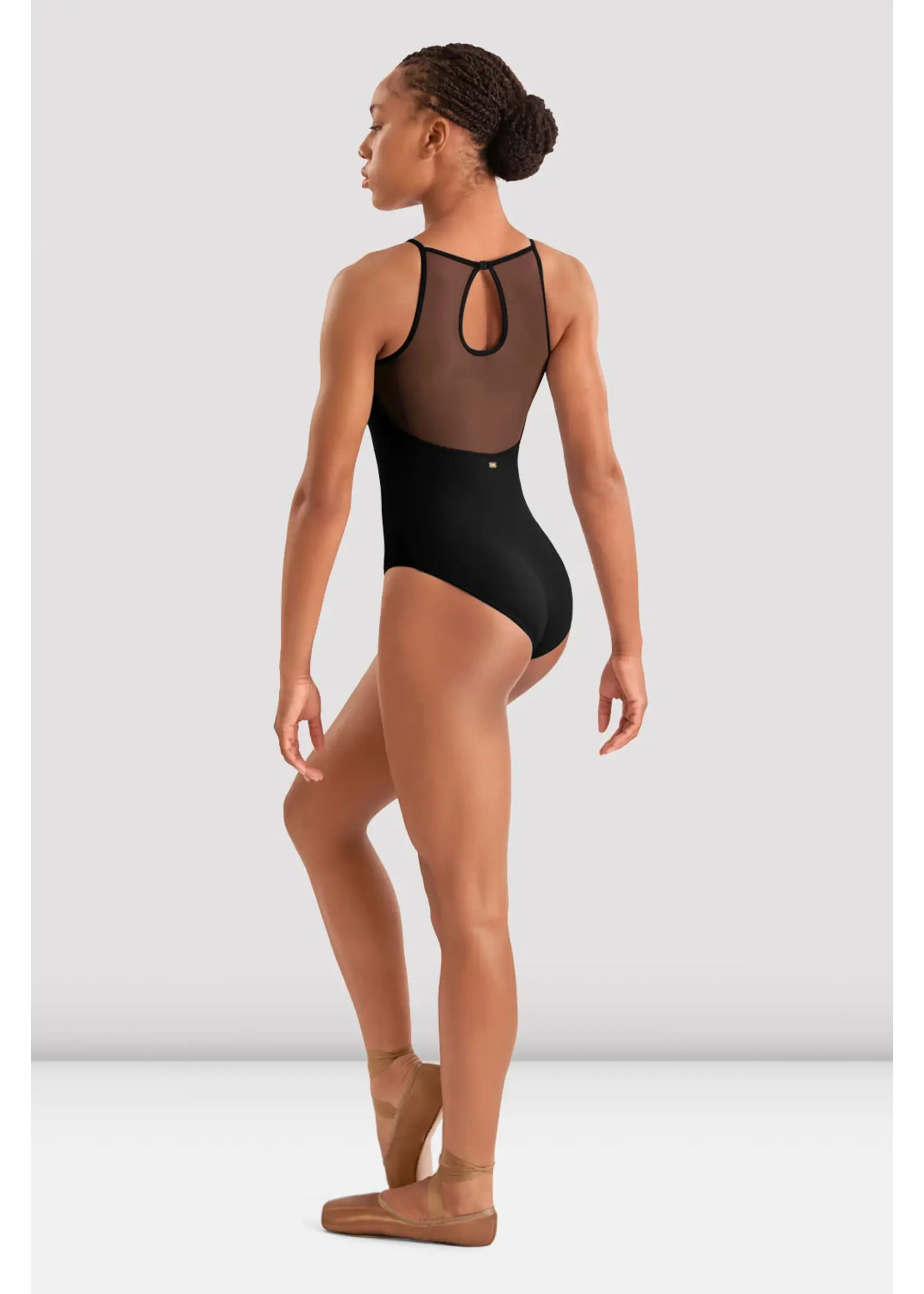 BLOCH & MIRELLA M40006 FLORAL EMBROIDERED DETAIL BACK KEYHOLE HALTER NECK LEOTARD