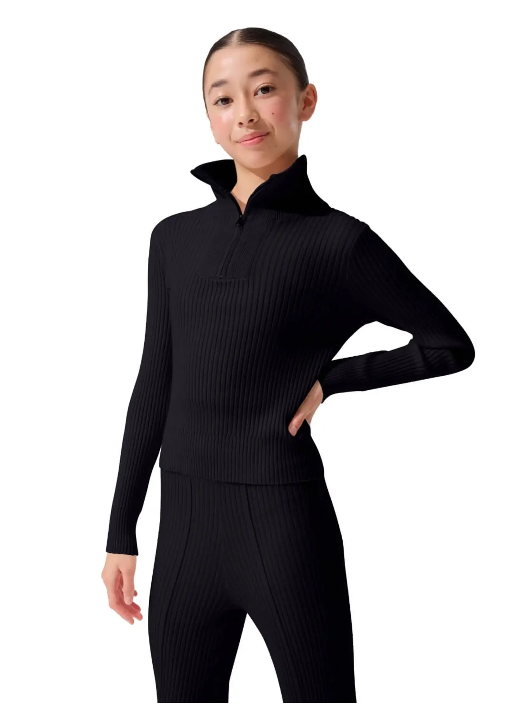 CAPEZIO & BUNHEADS ACK11015W MISE-EN-SCENE LYNCH QUARTER ZIP SHAWL COLLAR SWEATER