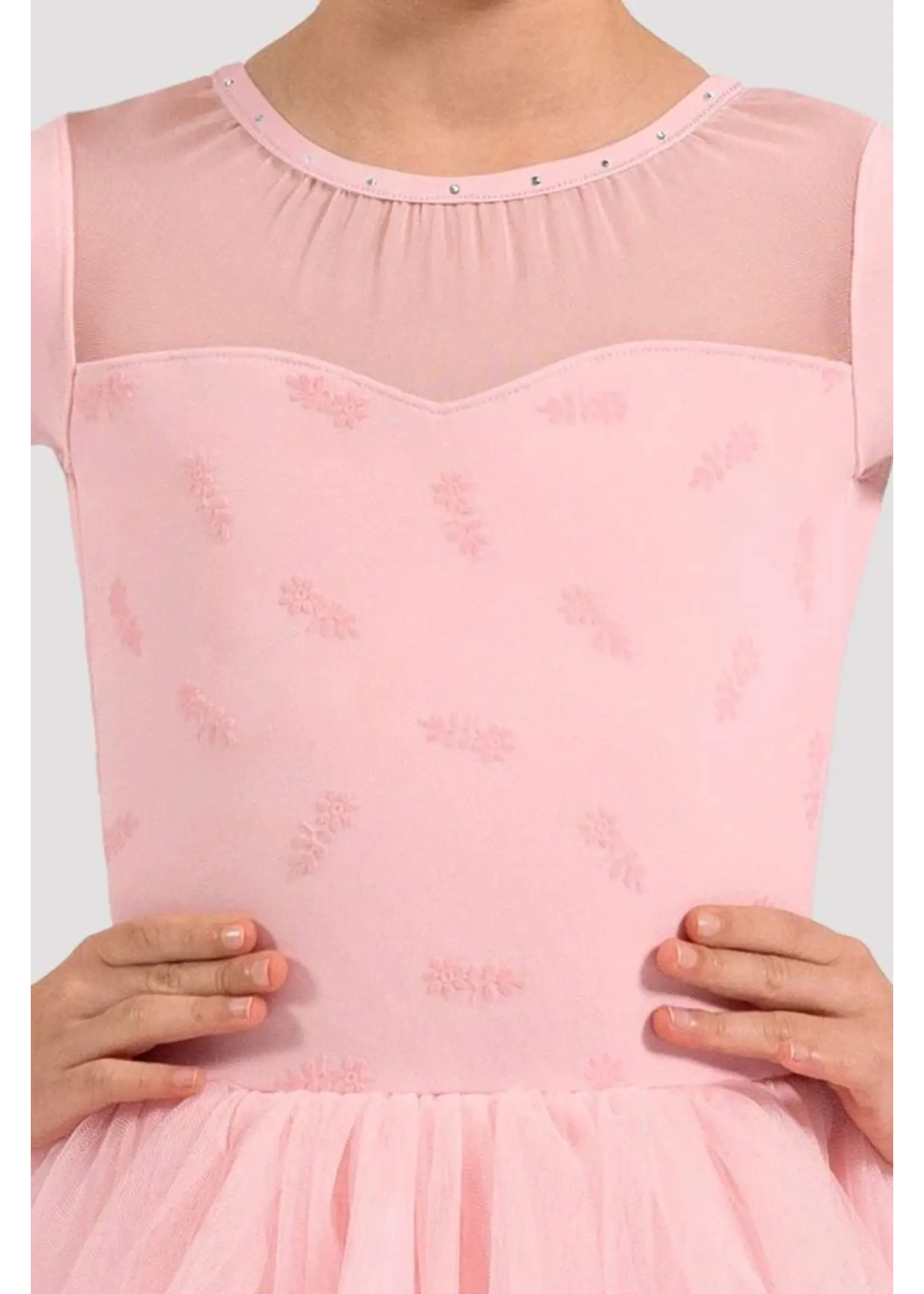 BLOCH & MIRELLA CL20012 NORA SWEETHEART GATHERED NECKLINE FLOCKED CAP SLEEVE TUTU LEOTARD