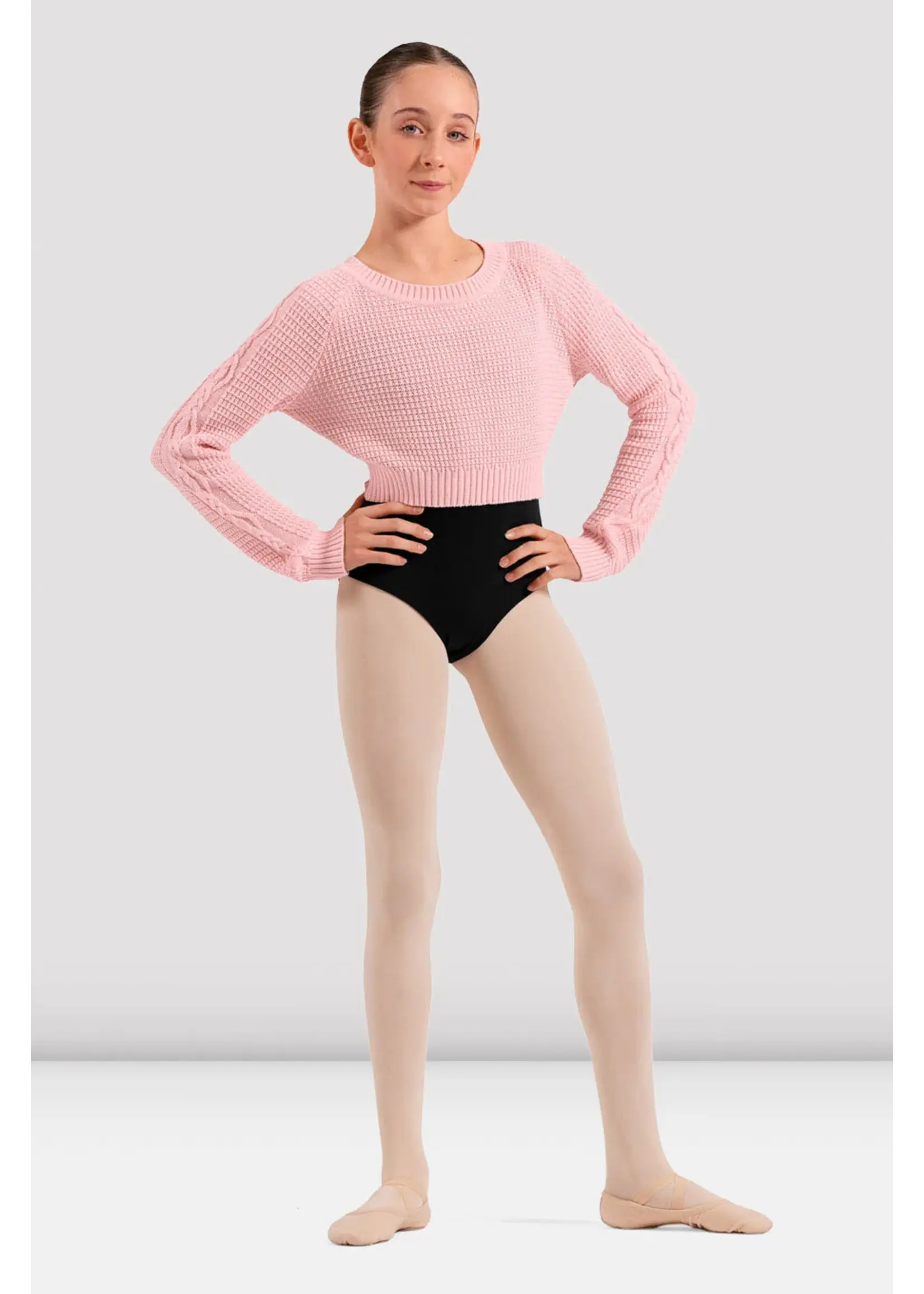 BLOCH & MIRELLA CZ30045 ZOEY BOAT NECKLINE CABLE KNIT CROPPED SWEATER