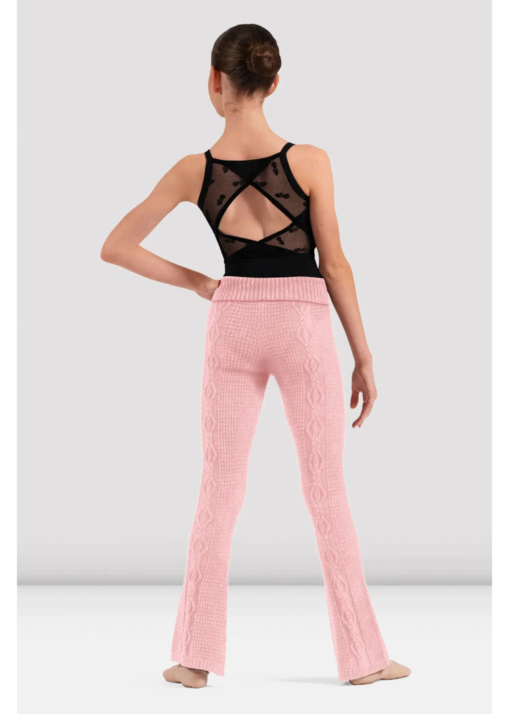 BLOCH & MIRELLA CP80011 LILLIAN ROLL OVER WAISTBAND CABLE KNIT FLARE PANTS