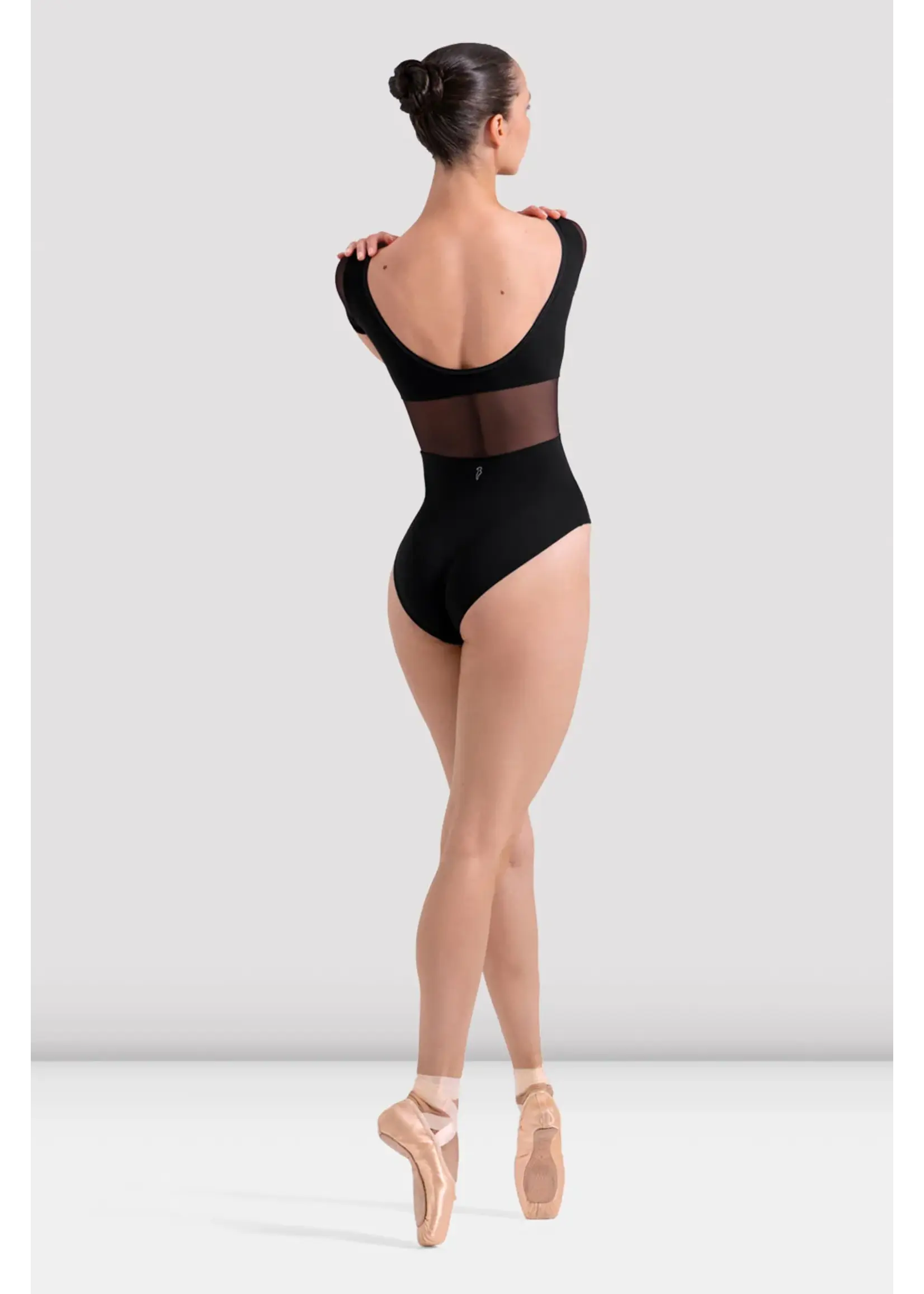 BLOCH & MIRELLA L20011B MIA MESH CAP SLEEVE LEOTARD WITH BIND DETAIL
