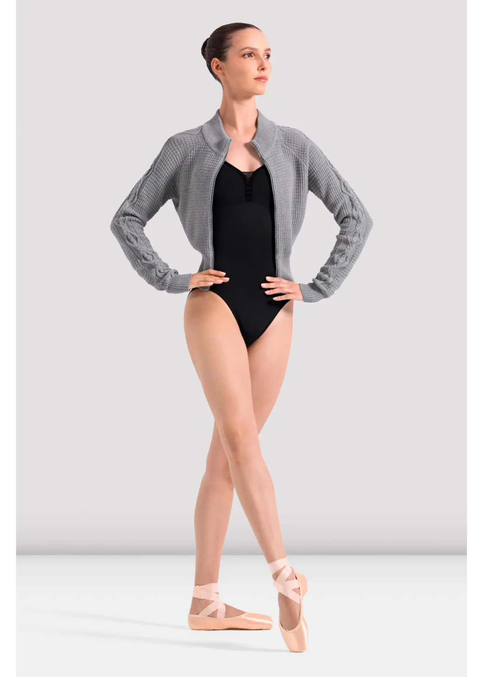 BLOCH & MIRELLA J13004 EMILIA ZIPPER FRONT CABLE KNIT JACKET