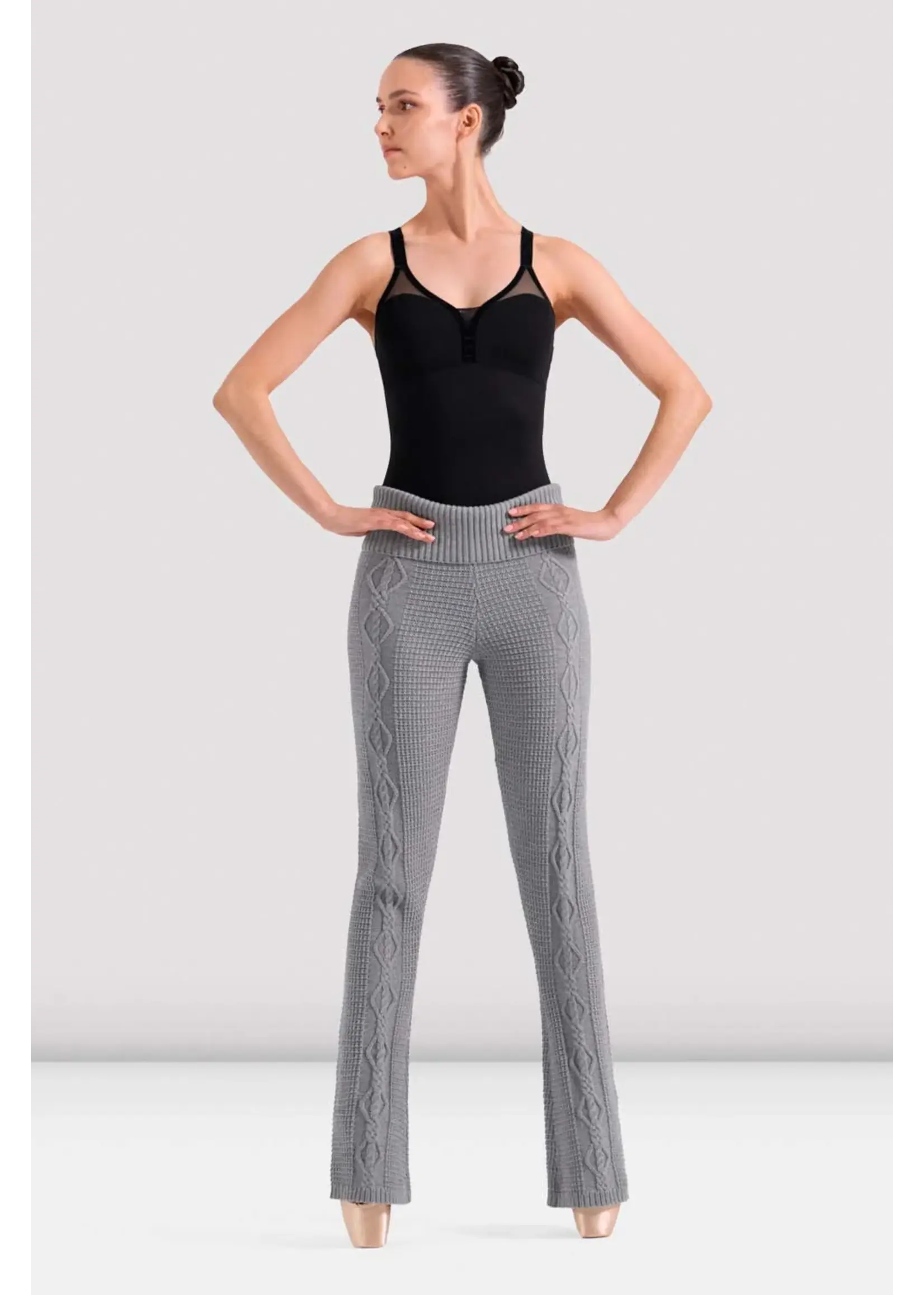 BLOCH & MIRELLA P80010 ELENA ROLL OVER WAISTBAND CABLE KNIT FLARE PANTS