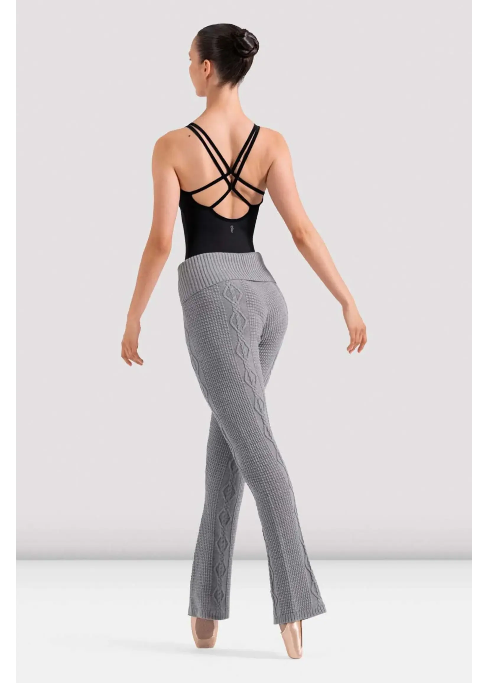 BLOCH & MIRELLA P80010 ELENA ROLL OVER WAISTBAND CABLE KNIT FLARE PANTS
