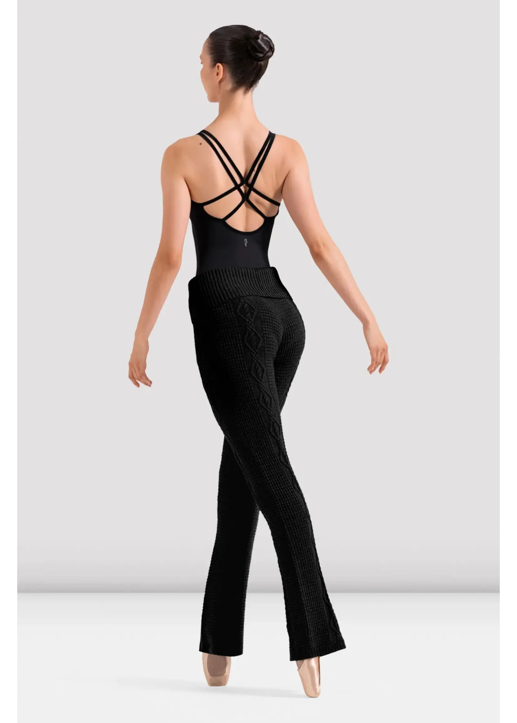 BLOCH & MIRELLA P80010 ELENA ROLL OVER WAISTBAND CABLE KNIT FLARE PANTS