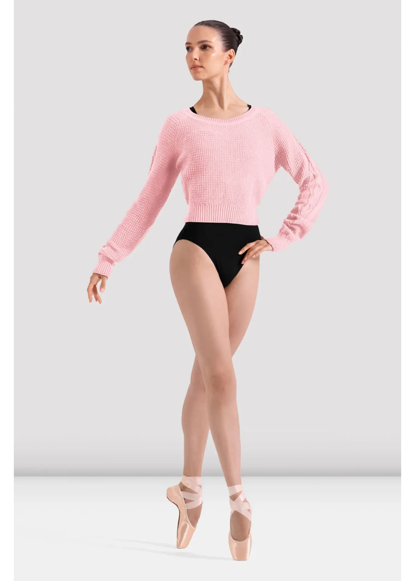 BLOCH & MIRELLA Z30042 DELILAH BOAT NECKLINE CABLE KNIT CROPPED SWEATER