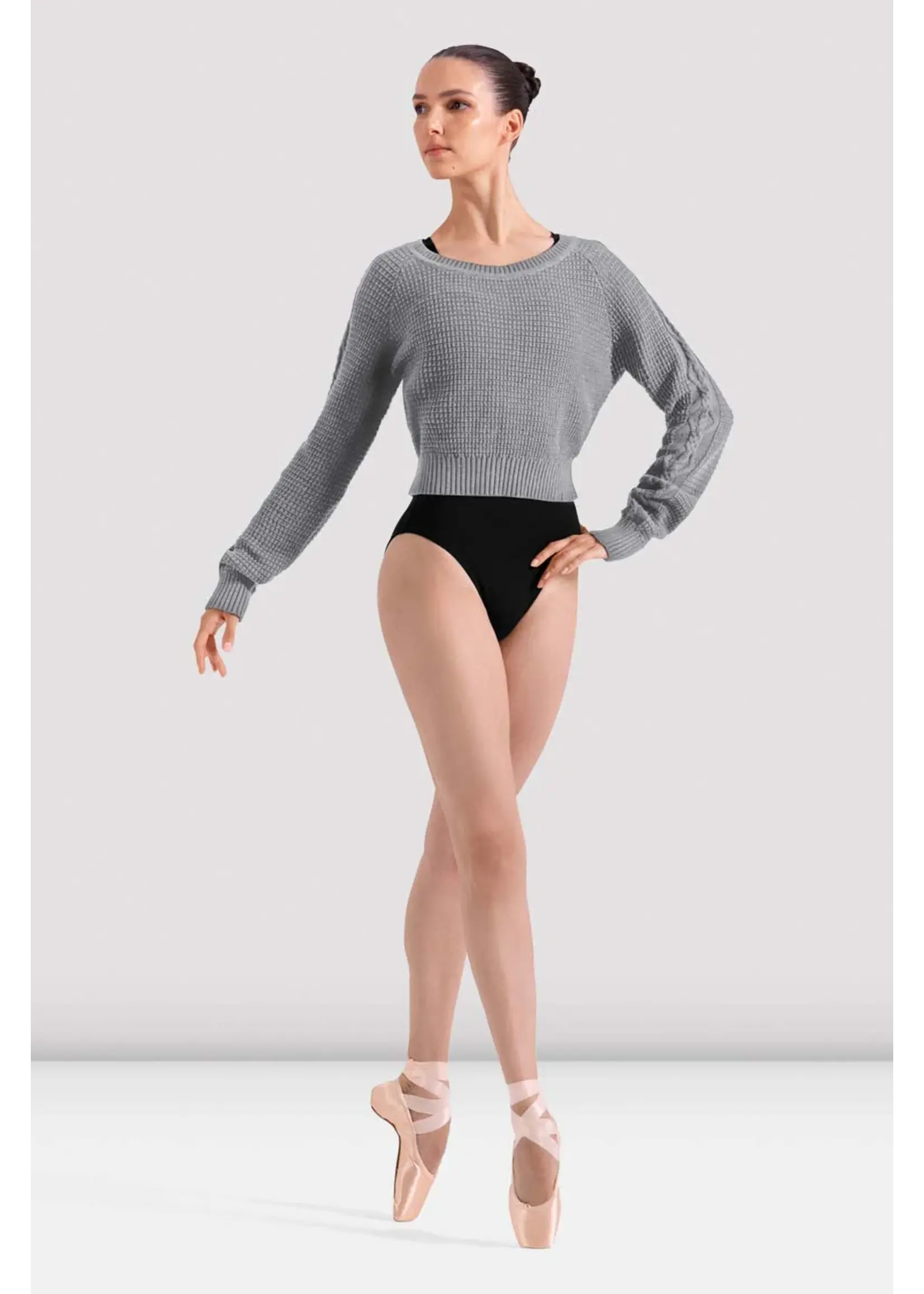 BLOCH & MIRELLA Z30042 DELILAH BOAT NECKLINE CABLE KNIT CROPPED SWEATER