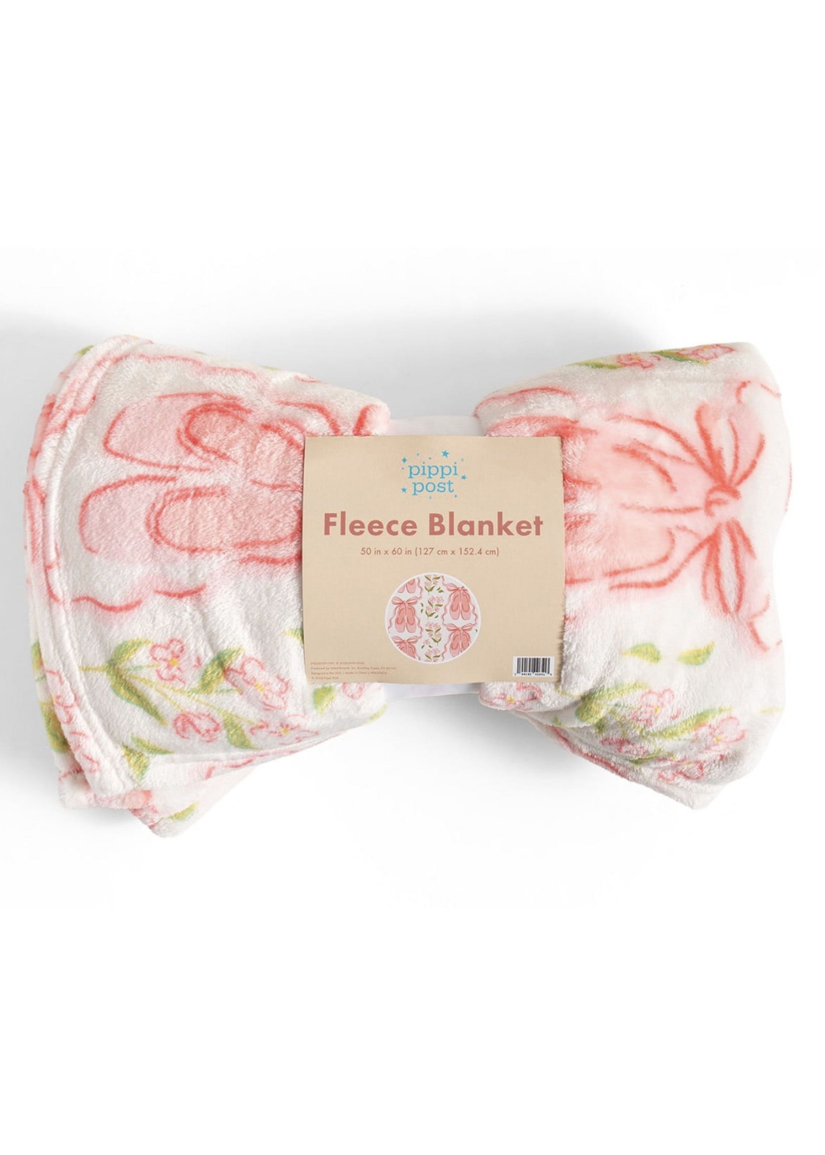 PIPPI POST BALLET SLIPPERS FLEECE THROW BLANKET