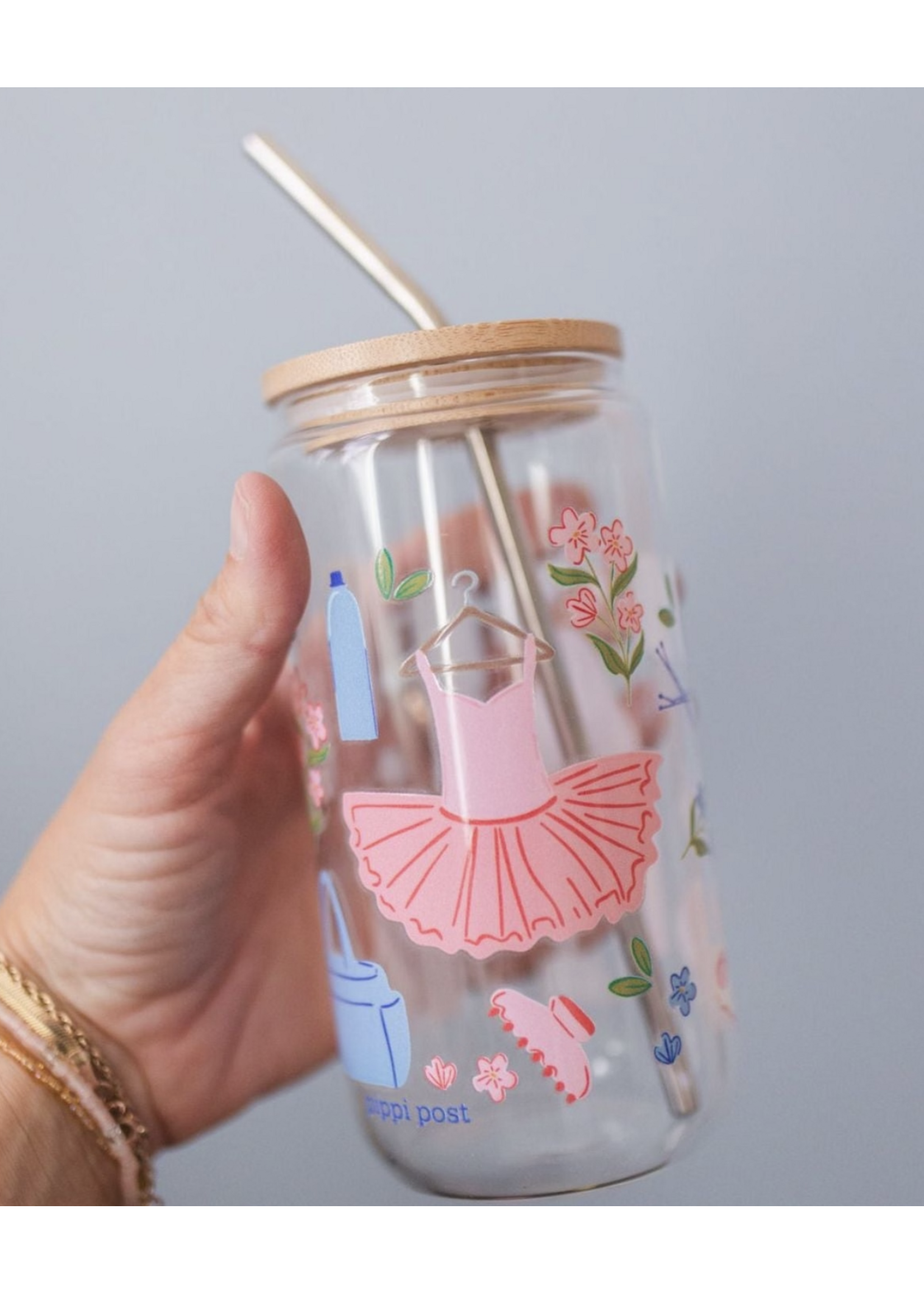 PIPPI POST DANCE IS LIFE ESSENTIALS GLASS CUP WITH BAMBOO LID