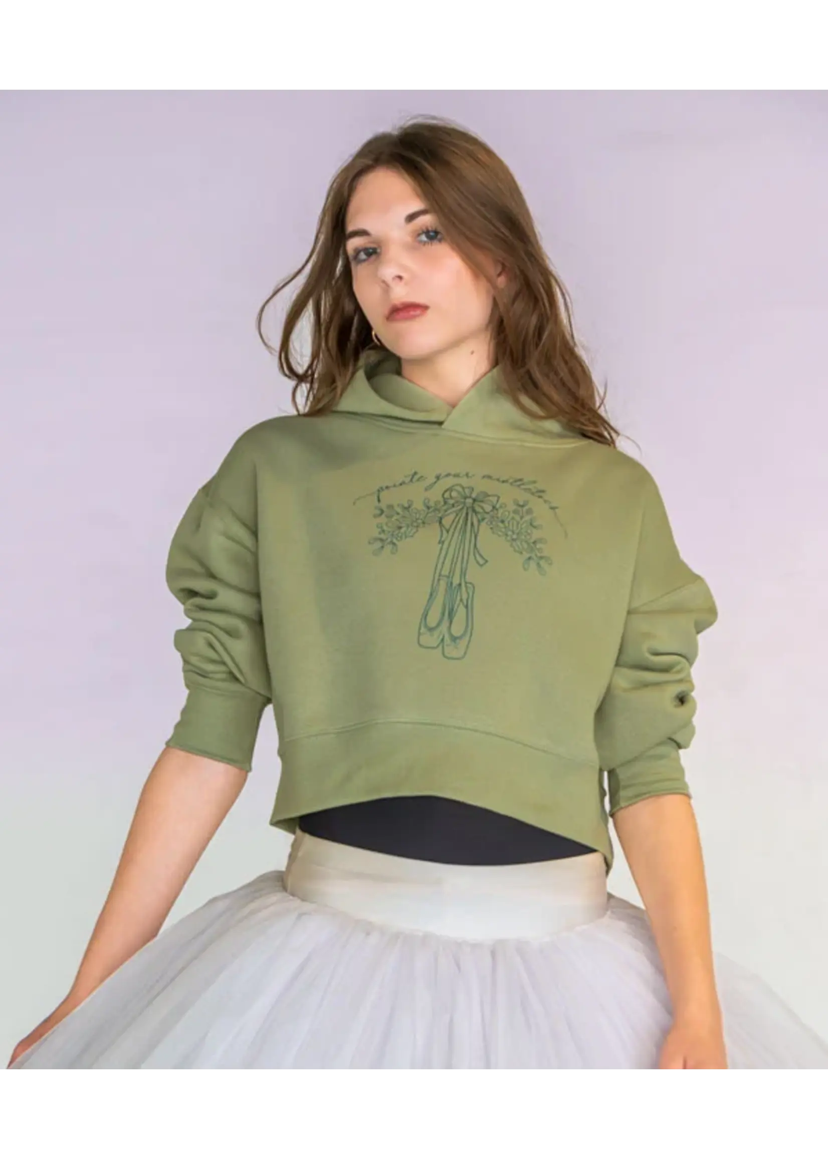 COVET DANCE POINTE YOUR MISTLETOES CROPPED HOODIE SWEATSHIRT