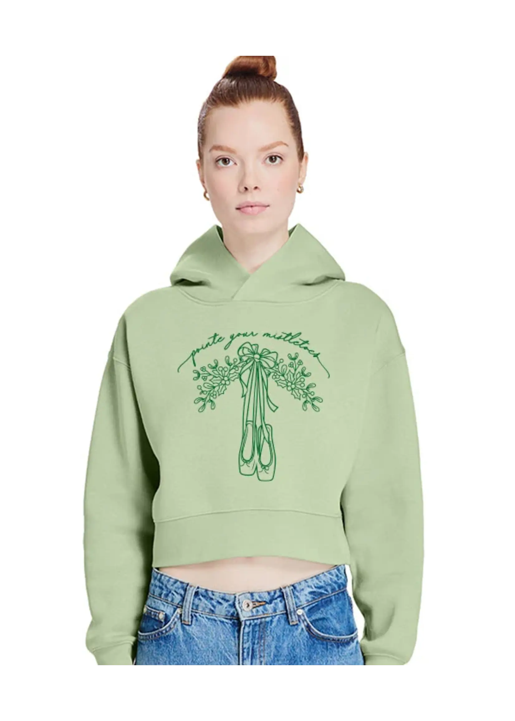 COVET DANCE POINTE YOUR MISTLETOES CROPPED HOODIE SWEATSHIRT