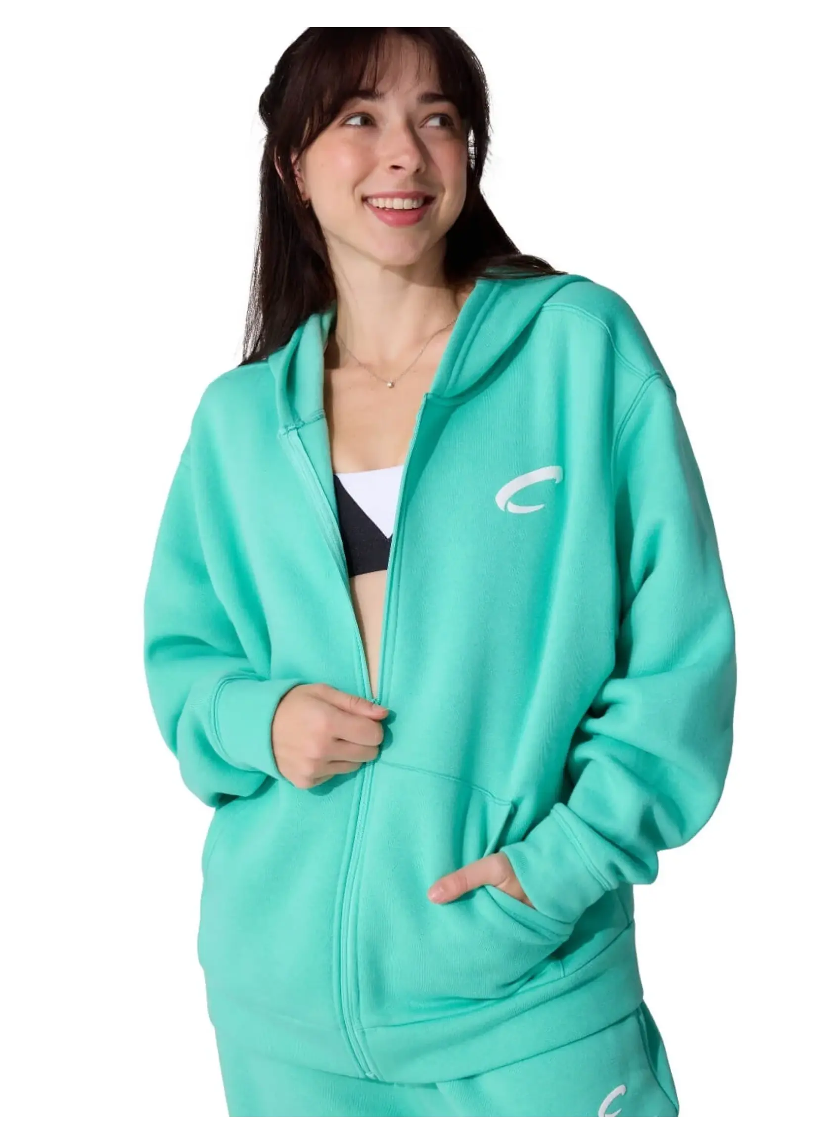 CAPEZIO & BUNHEADS AF13070W ADULT STRIDE LOGO ZIP UP HOODIE