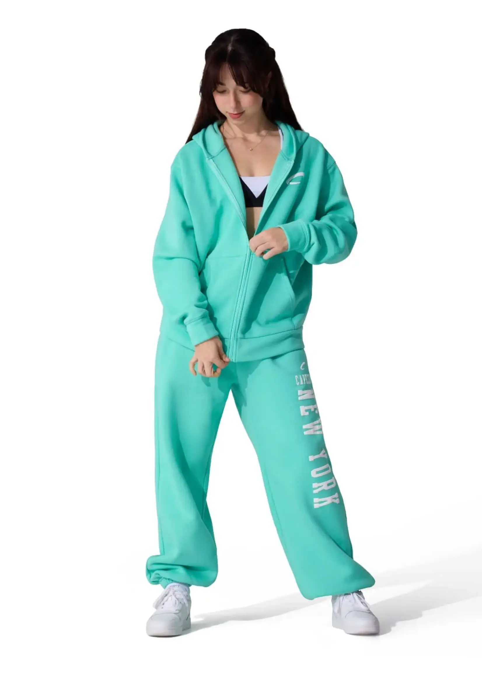 CAPEZIO & BUNHEADS AF13070W ADULT STRIDE LOGO ZIP UP HOODIE
