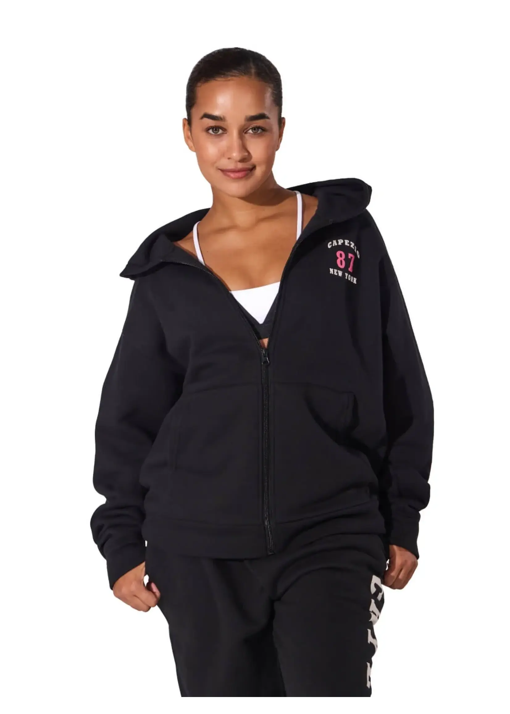 CAPEZIO & BUNHEADS AF13070W ADULT STRIDE LOGO ZIP UP HOODIE