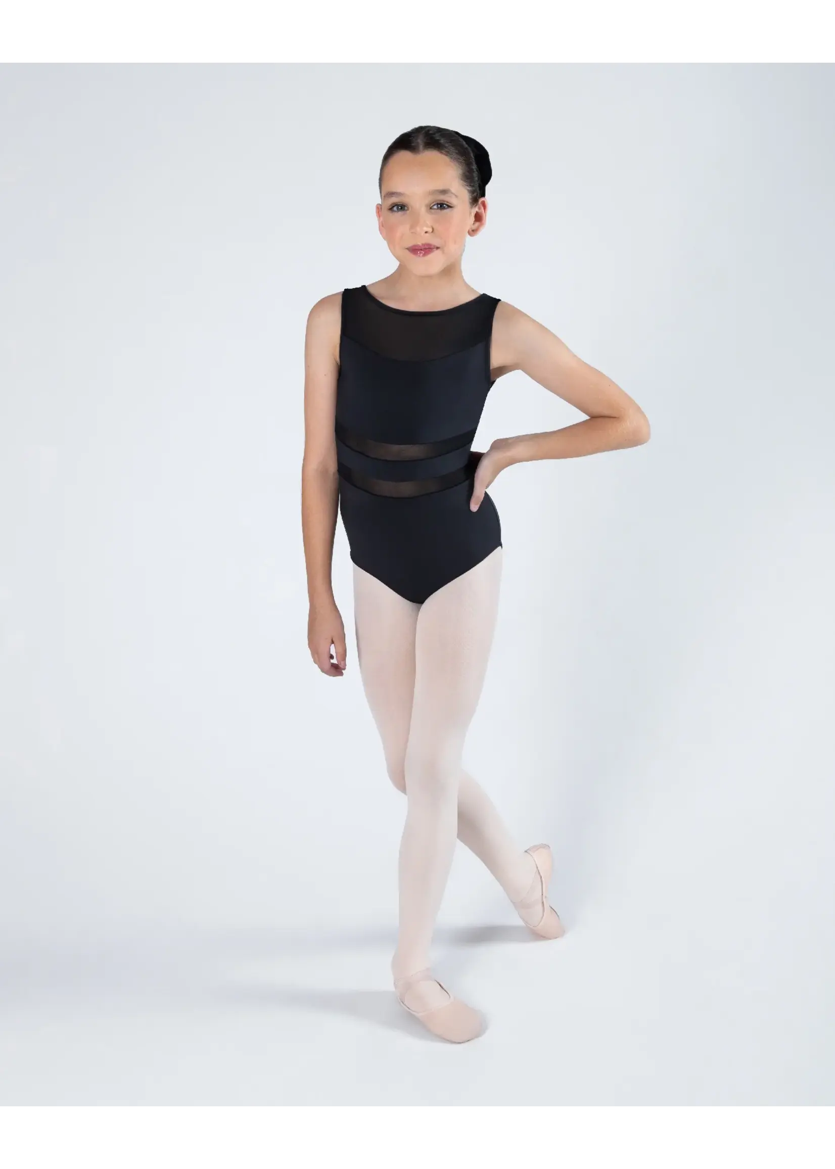 ENERGETIKS CL122 CHILDRENS LEXI MESH WAIST STRIPE LEOTARD