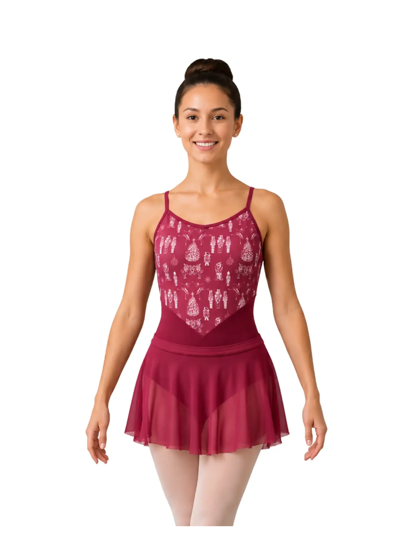 DANSHUZ 26134 NUTCRACKER PRINTED BODICE CAMISOLE LEOTARD