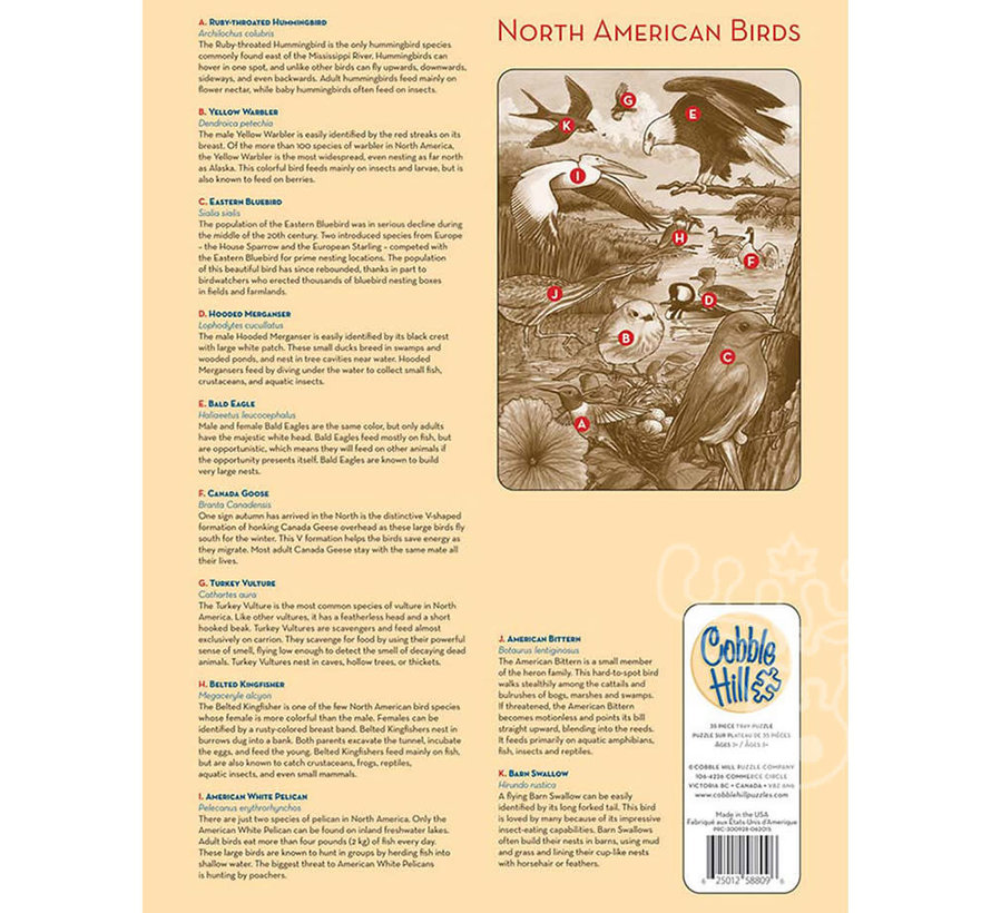 Cobble Hill North American Birds Tray Puzzle 35pcs