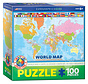 Eurographics World Map Puzzle 100pcs