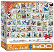 Eurographics Eurographics Behr: Butterflies Vintge Stamps Large Pieces Family Puzzle 500pcs