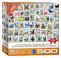 Eurographics Behr: Butterflies Vintge Stamps Large Pieces Family Puzzle 500pcs