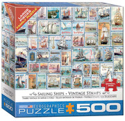 Eurographics FINAL SALE Eurographics Sailing Ships Vintage Stamps Large Pieces Family Puzzle 500pcs