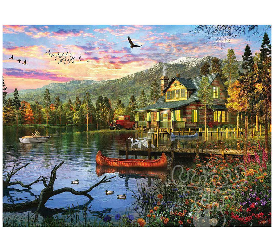 White Mountain Sunset Cabin Puzzle 500pcs