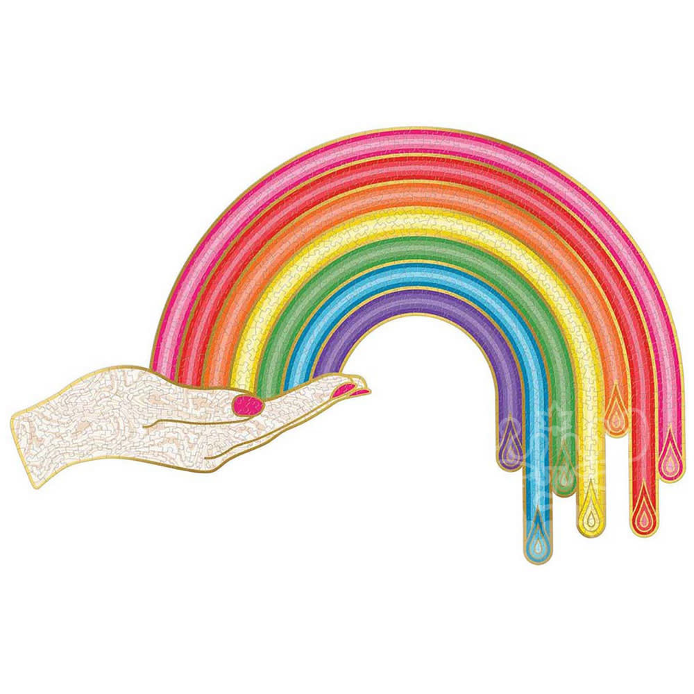 Galison Rainbow Hand Shaped Foil Puzzle 750pcs - Puzzles Canada