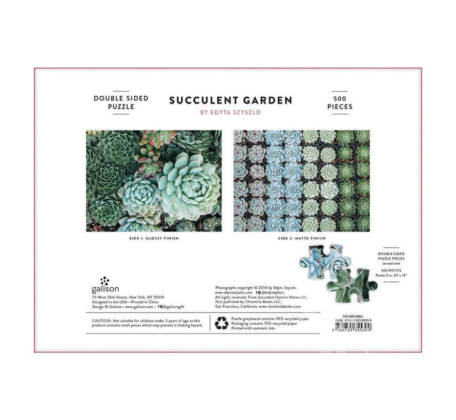 Galison Succulent Garden Double Sided Puzzle 500pcs