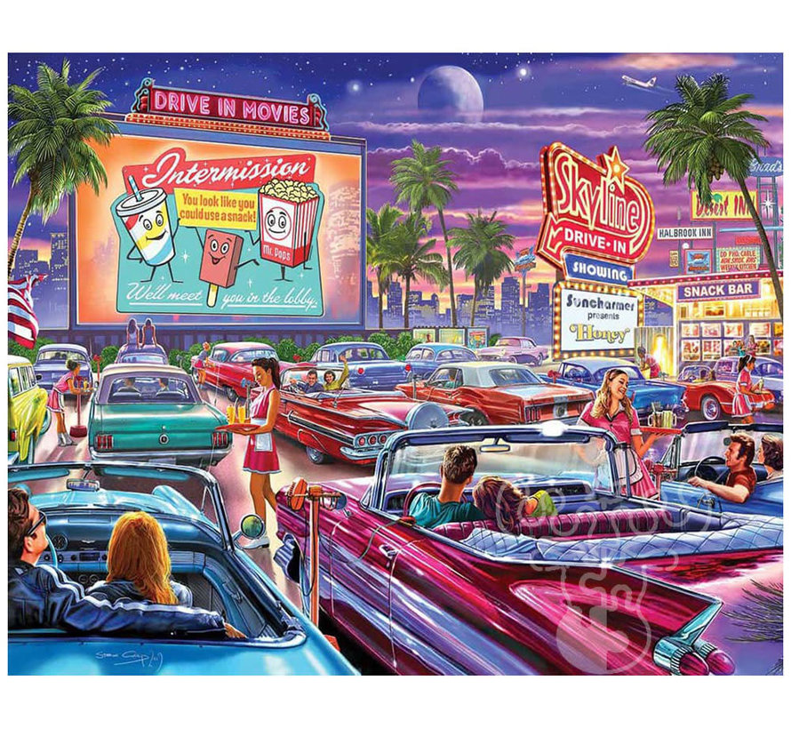 White Mountain Drive-In Movie Puzzle 1000pcs