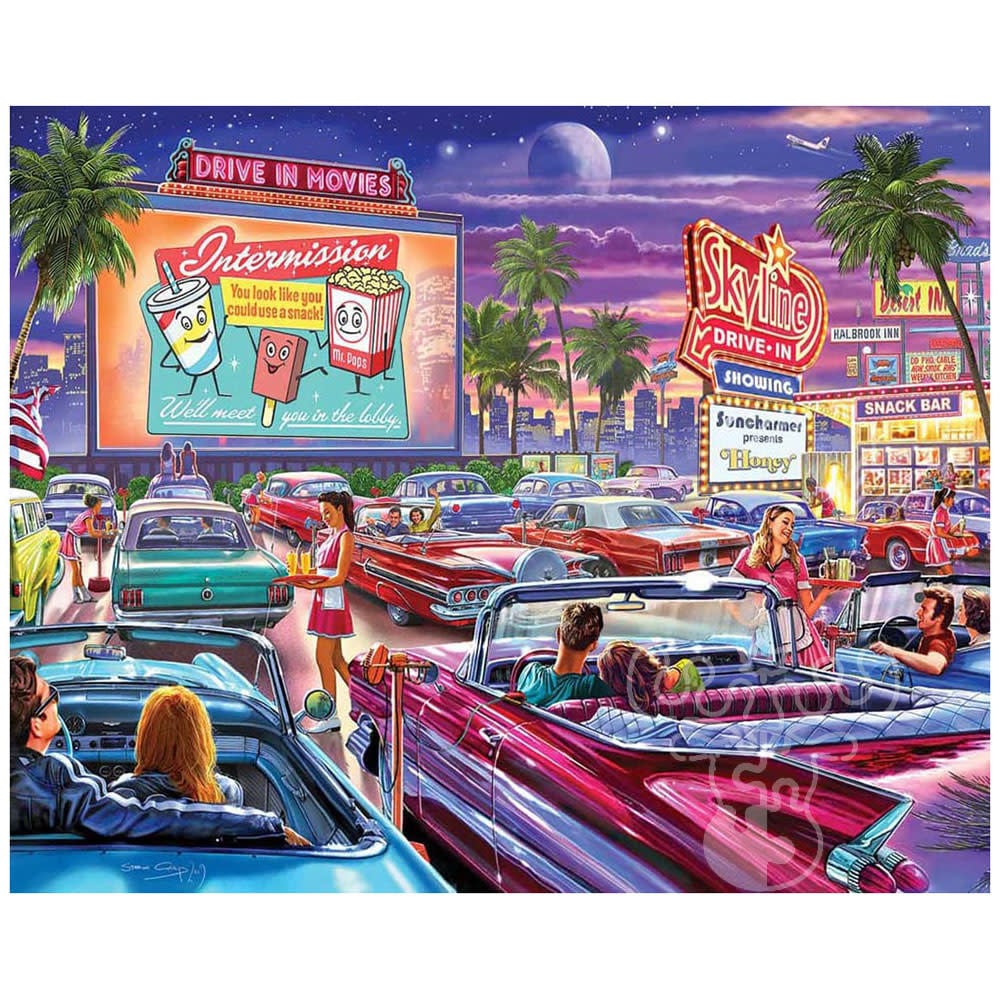 1000 Piece Jigsaw Puzzle - Drive-In Movie – White Mountain Puzzles