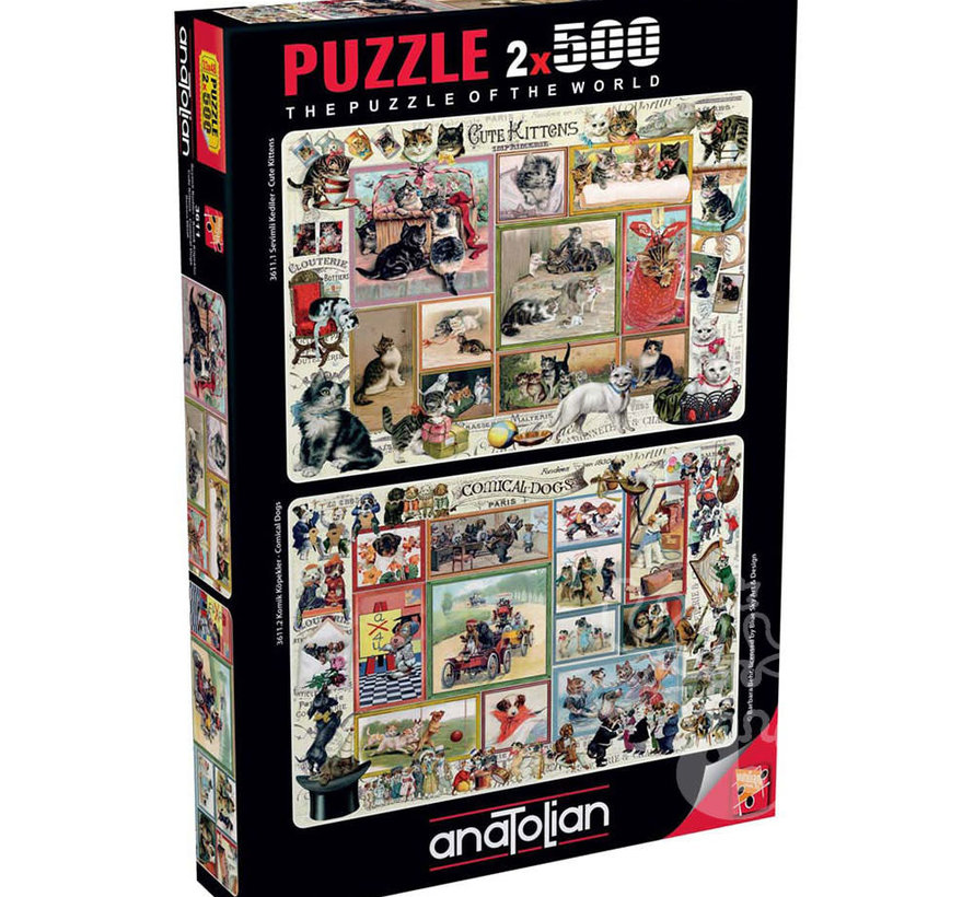 Anatolian Cute Kittens & Comical Dogs Puzzle 2 x 500pcs
