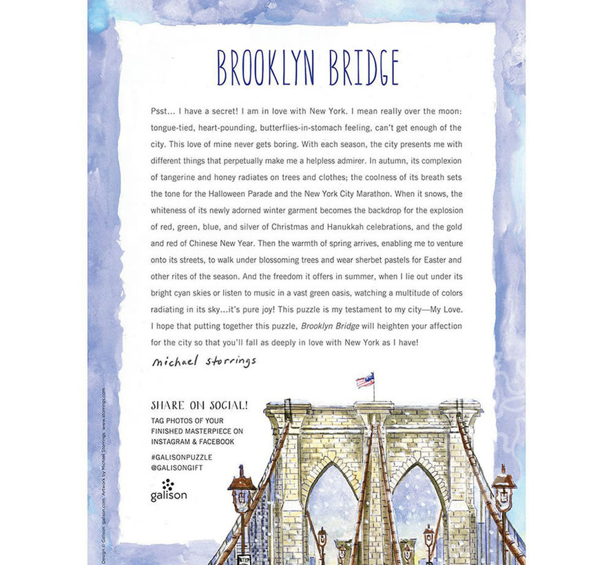 Galison Michael Storrings Brooklyn Bridge Puzzle 1000pcs