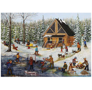 Pierre Belvedere Pierre Belvedere Winter at the Log Cabin Puzzle 1000pcs