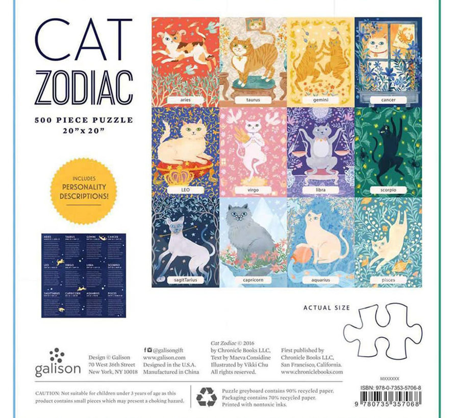 Galison Cat Zodiac Puzzle 500pcs