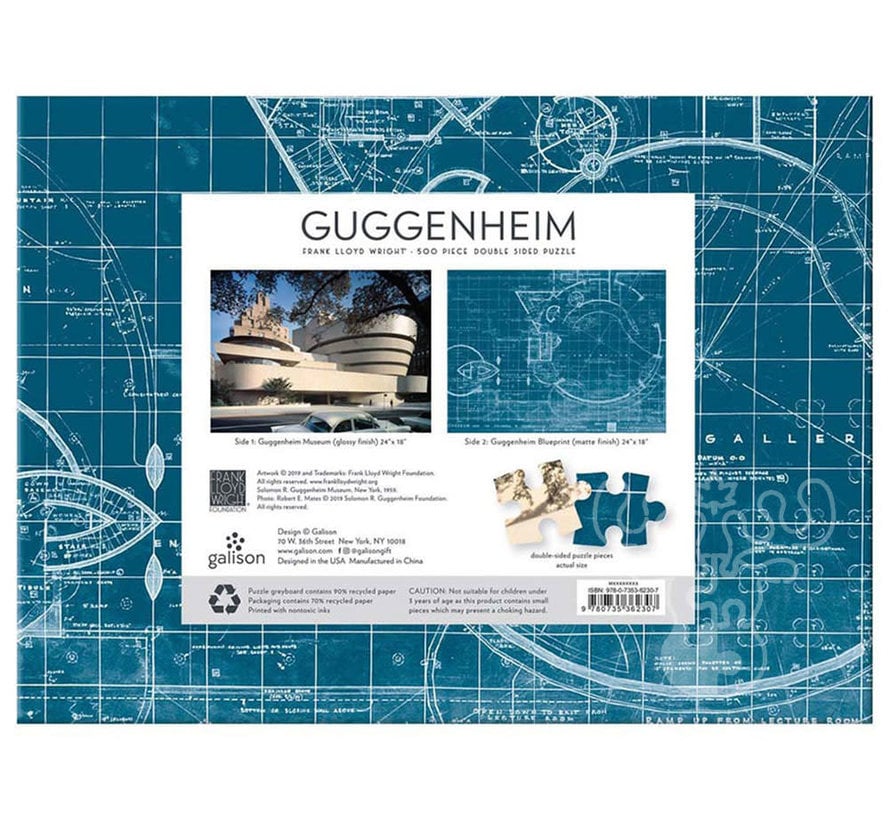 Galison Frank Lloyd Wright Guggenheim Double Sided Puzzle 500pcs