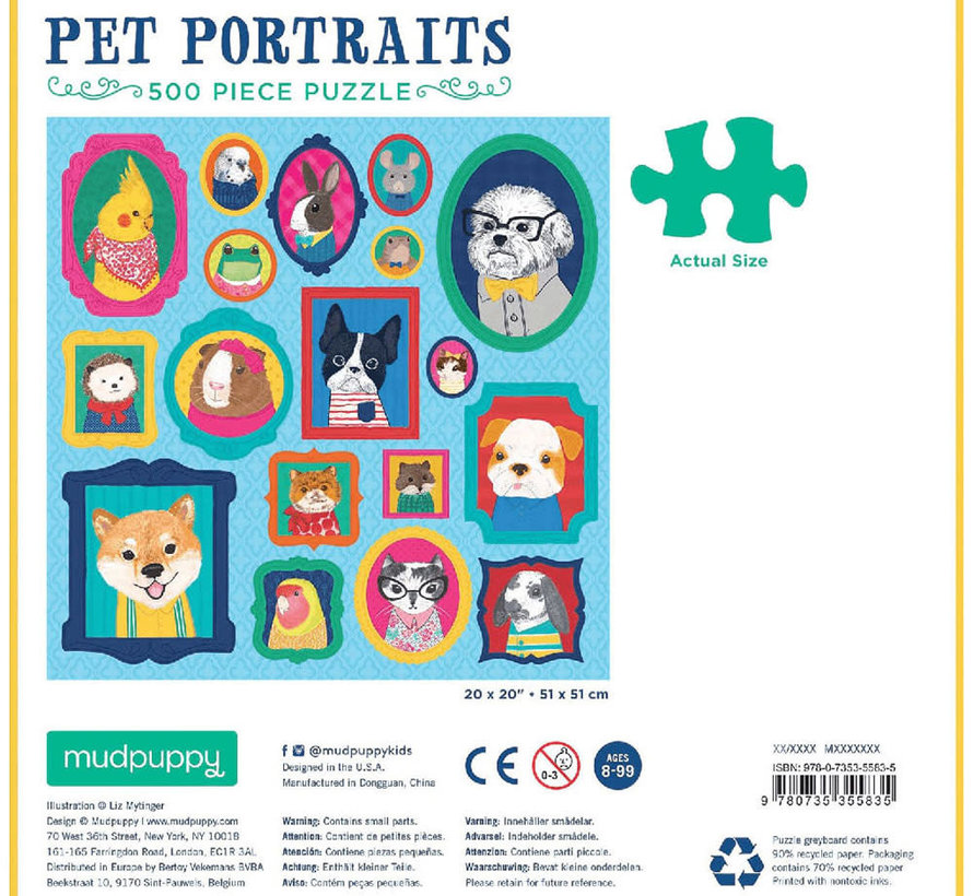 Mudpuppy Pet Portraits Puzzle 500pcs