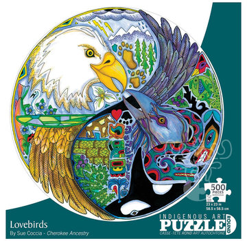 Canadian Art Prints Indigenous Collection: Lovebirds Round Puzzle 500pcs