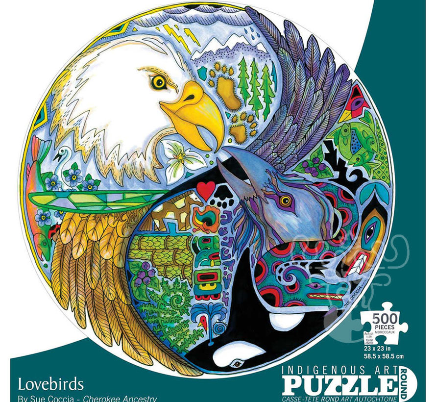 Indigenous Collection: Lovebirds Round Puzzle 500pcs