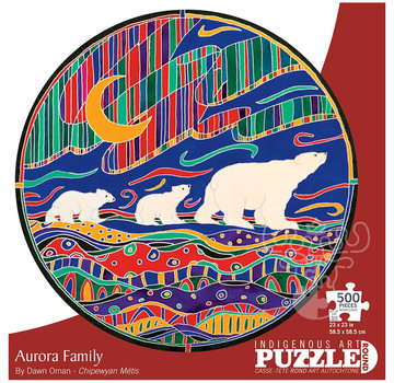Canadian Art Prints Indigenous Collection: Aurora Family Round Puzzle 500pcs